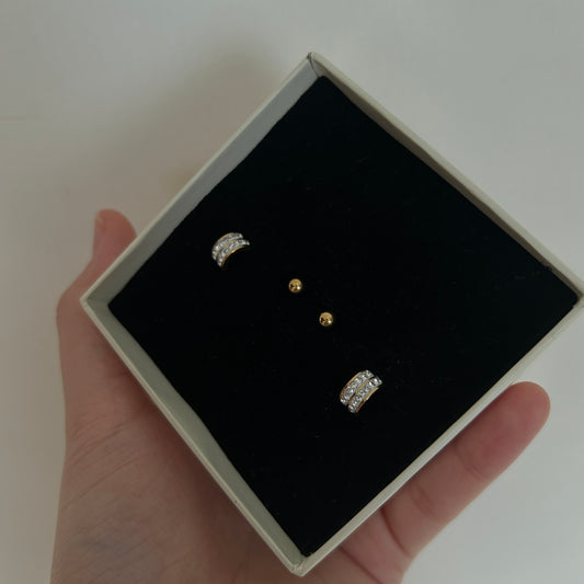Reine Studs- 18k Gold Plated (2 Pairs)