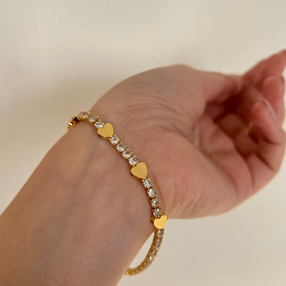 Tennis Heart Bracelet (17cm)